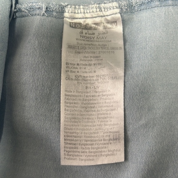 Noisy May Womens Chambray Open Shoulder Ruffle Tencel Dress Short Sleeve Blue M - Picture 8 of 8